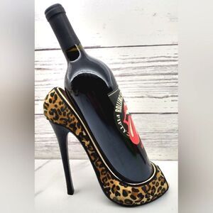 Wine Holder Animal Print High Heel Stiletto Shoe Home Decor Party
